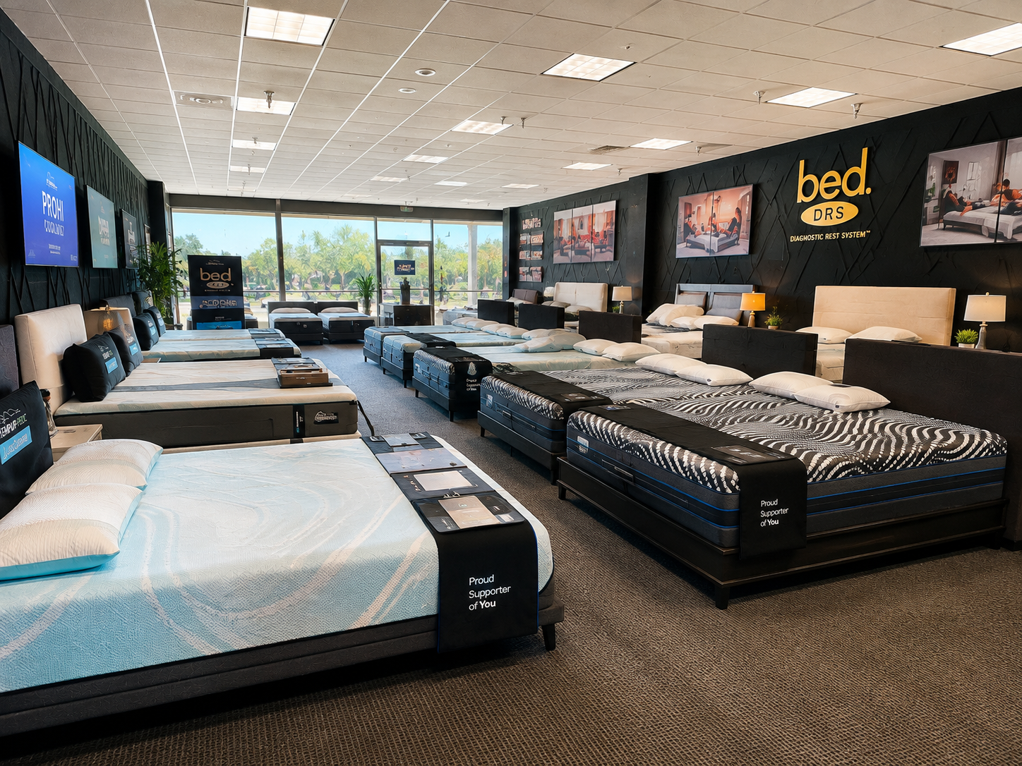 Inside the Bed DRS showroom in Scottsdale featuring premium mattresses
